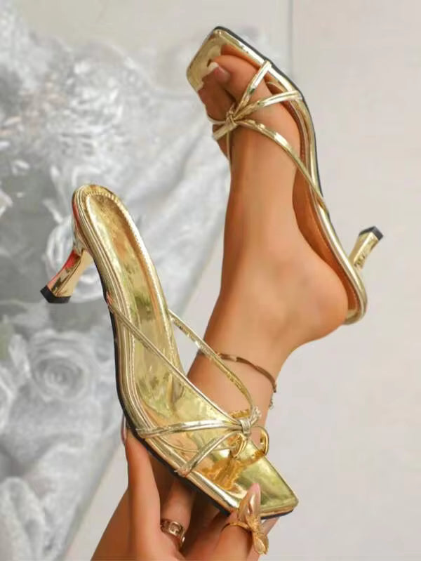 Women's Elegant Solid Color High-Heeled Shoes,Paired With Flip Flops,Are Elegant And Comfortable,Suitable For Gatherings,Vacations,Dates,And Commuting
